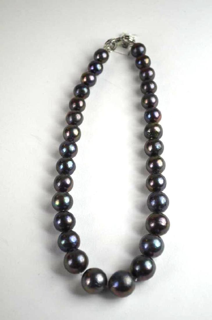 South Sea Cultured Black Pearl Necklace: South Sea Cultured Black Pearl Necklace; Largest Bead- 15mm
