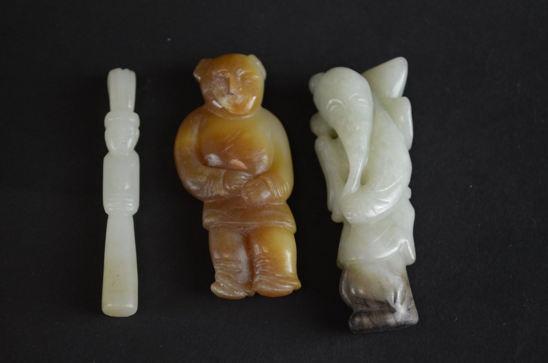 Three Carved Celadon Jade Items (1 of 1)