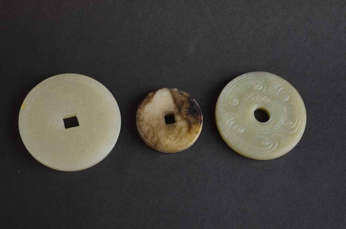 Three Carved Celadon Jade Items (1 of 1)