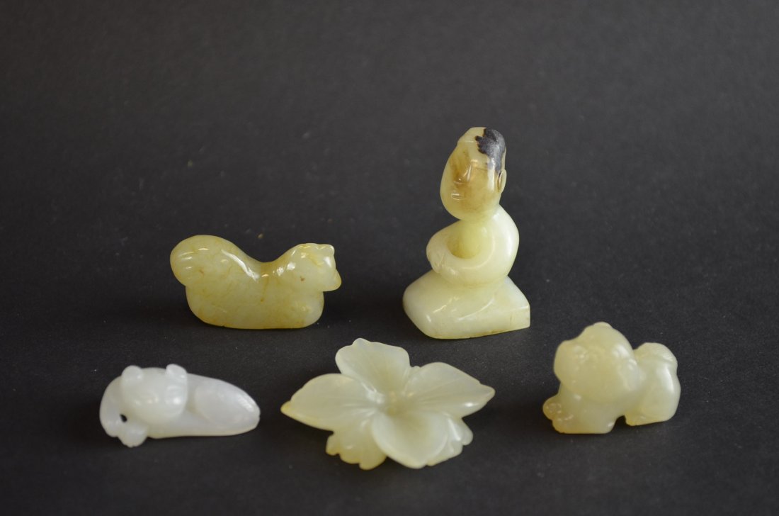 Five Chinese Carved Celadon Jade Items (1 of 1)
