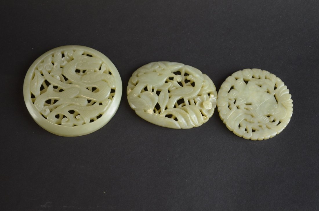 Three Carved Celadon Jade Items (1 of 1)
