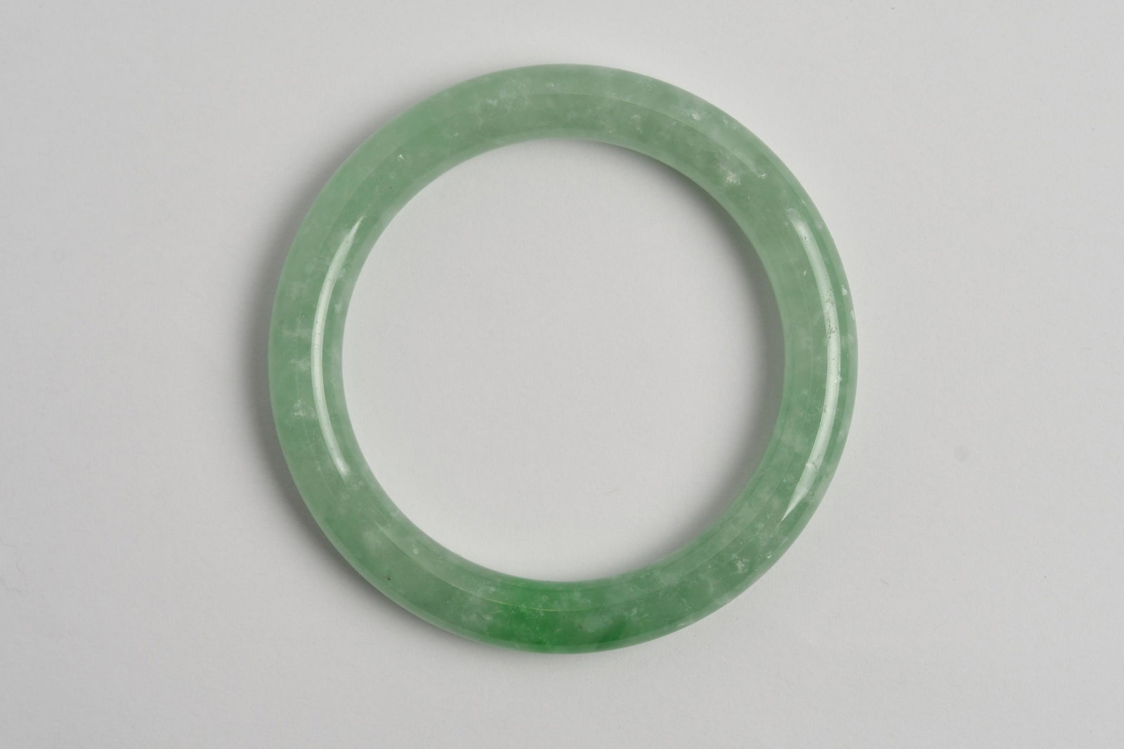 Jadeite Bangle Grade A Pale Green & White: Grade A Pale Green & White Jadeite Bangle