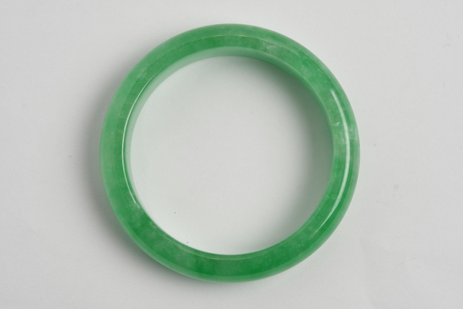 Jadeite Bangle Grade A Pale Green & White: Grade A Pale Green & White Jadeite Bangle