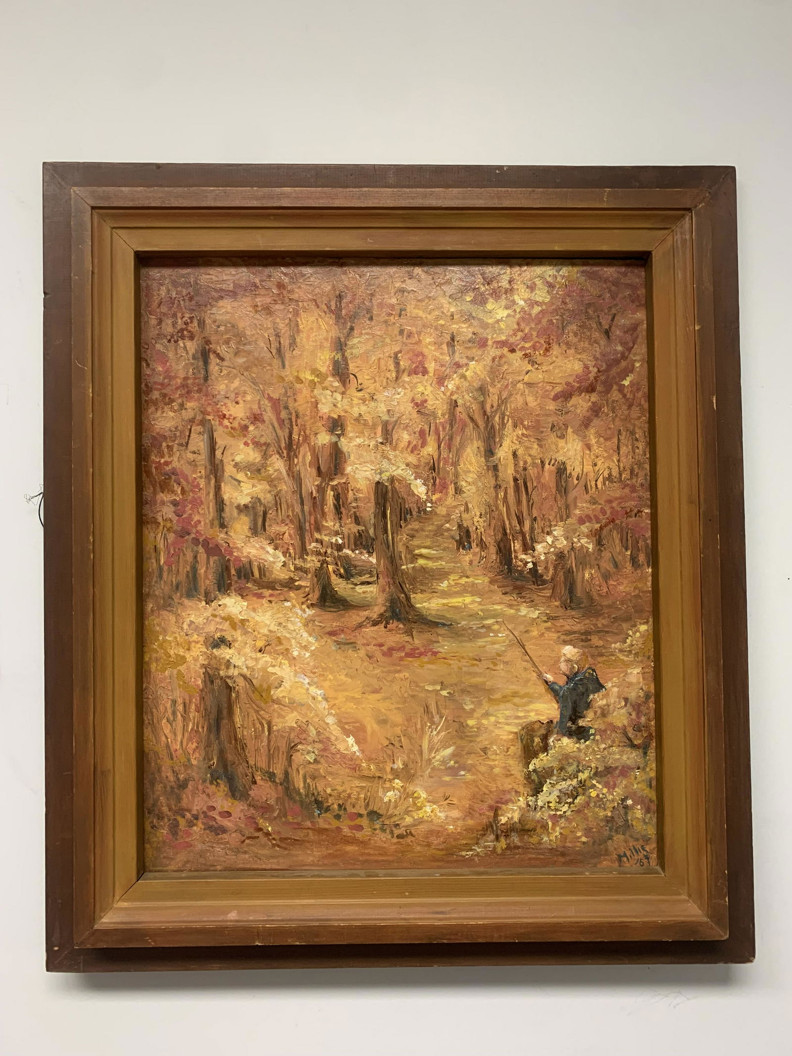 Framed Oil Painting in the Woods with Man Sitting (1 of 5)