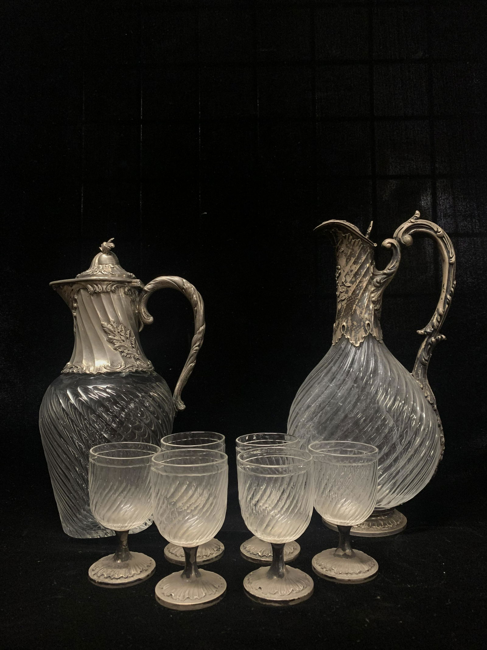 Sterling Silver and Glass Pitcher and Cup Set (1 of 10)