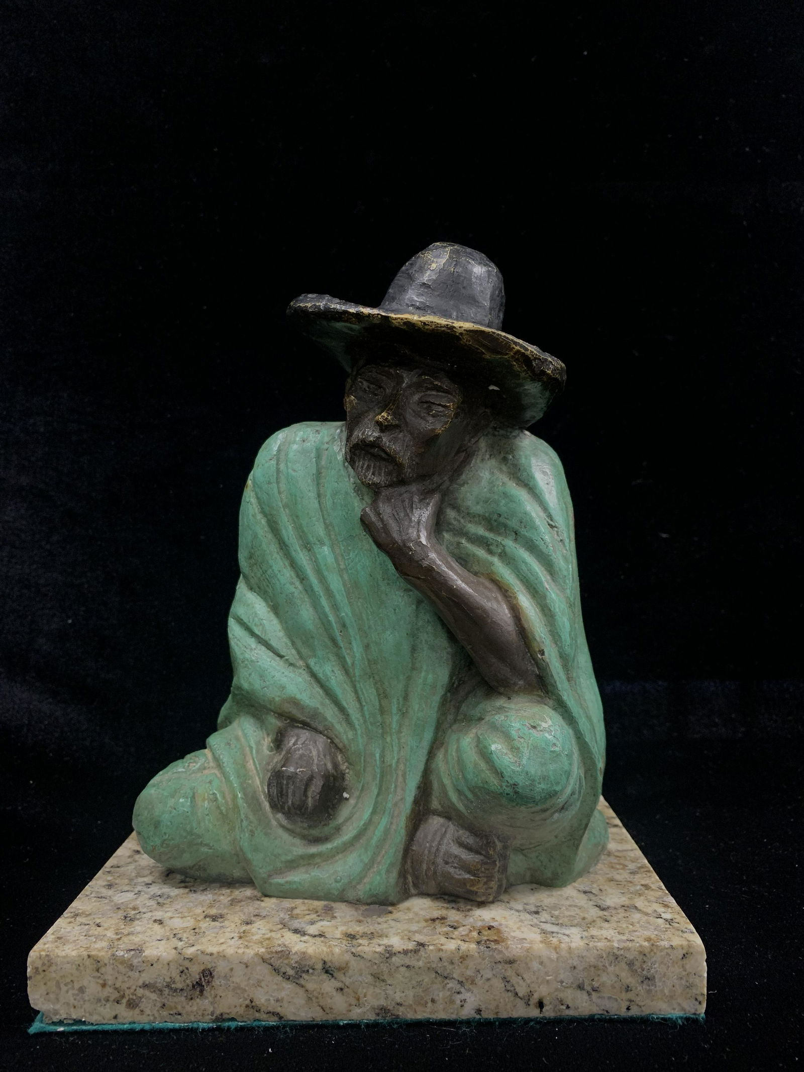 Bronze Statue of a Seated Man signed Zugnya (1 of 5)