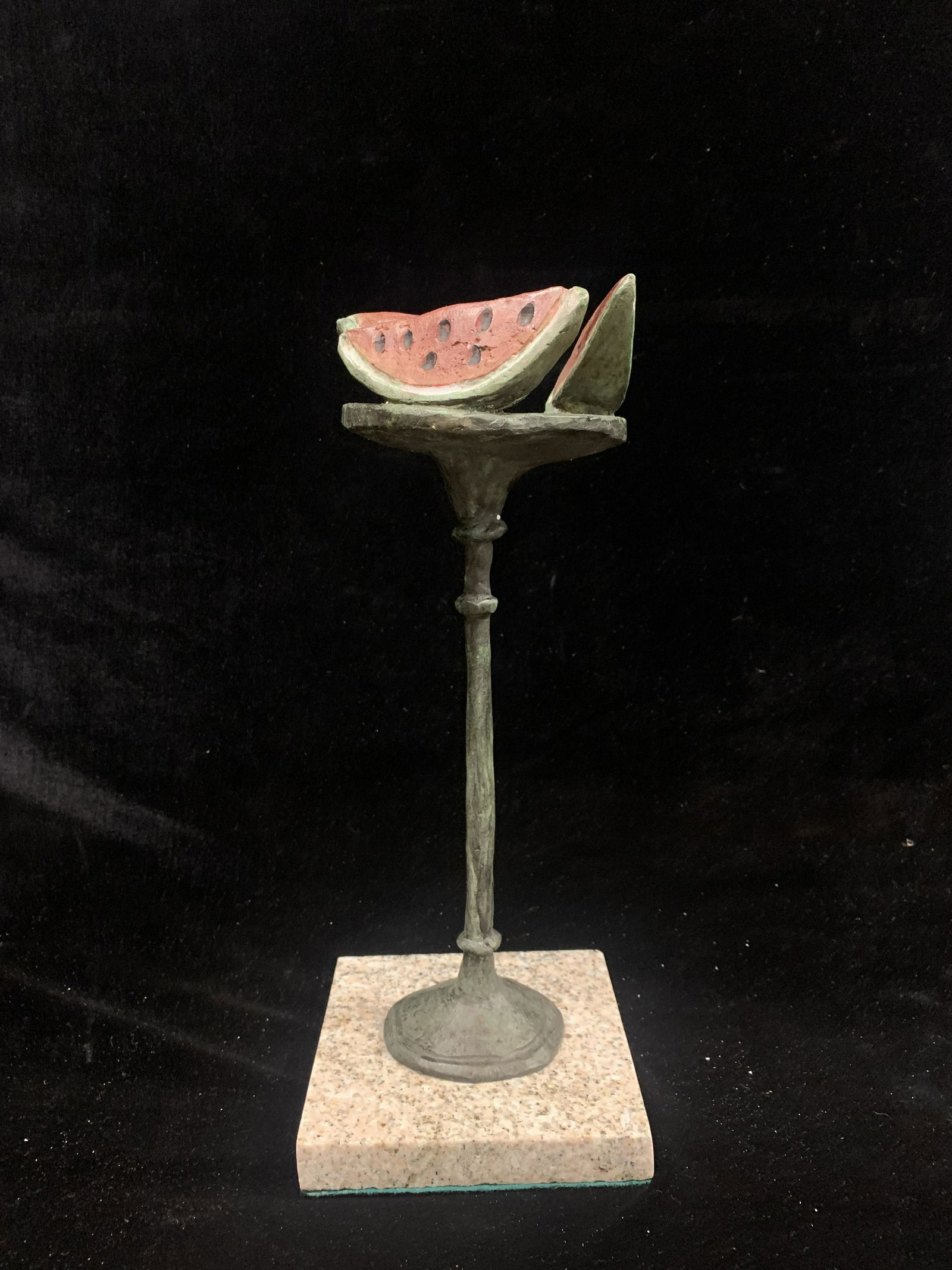 Bronze Statue of an abstract Fruit Stand signed Tamaya (1 of 6)
