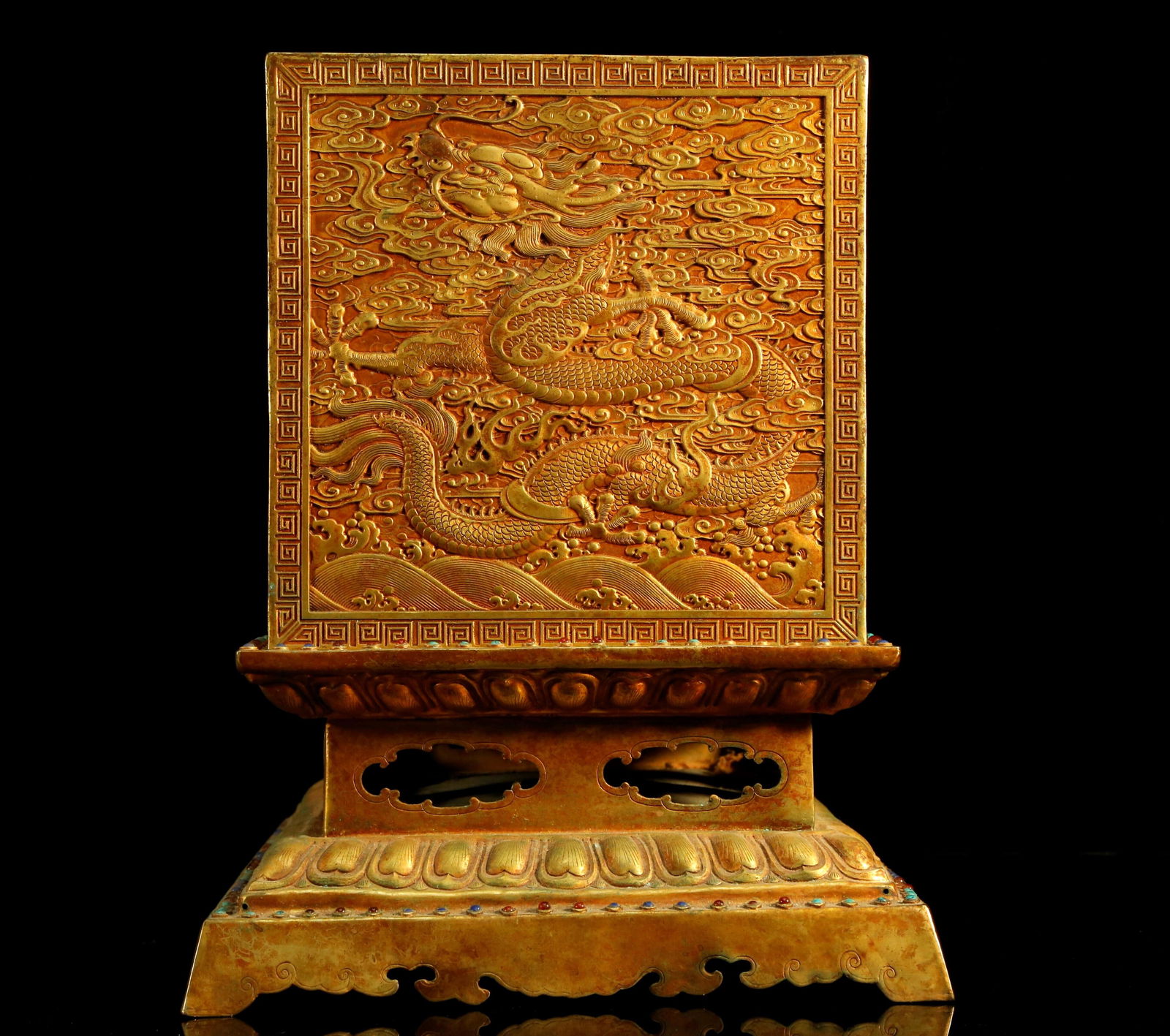 An Impressive Gilt Bronze Taotie pattern Box Inside Two - 3