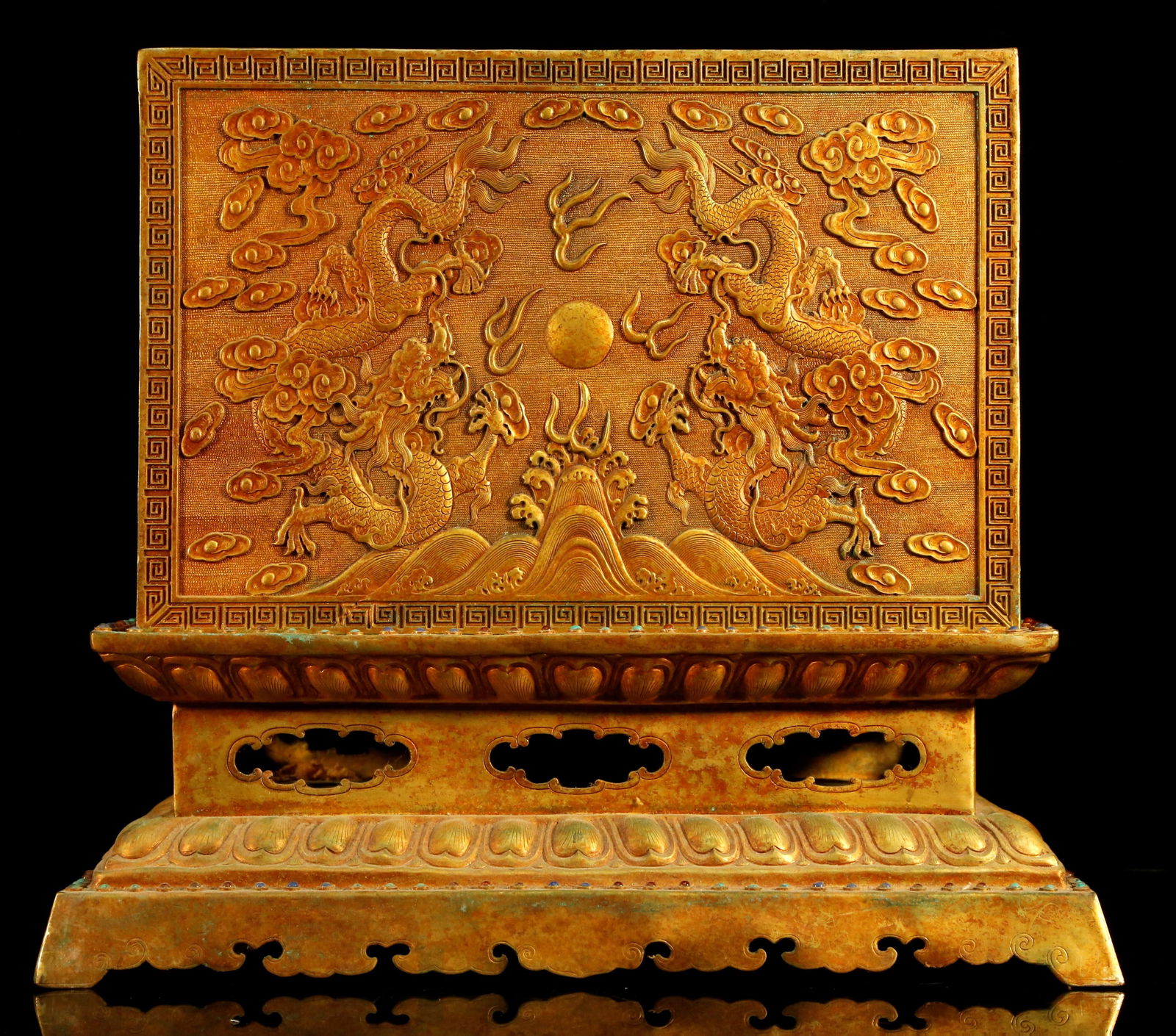 An Impressive Gilt Bronze Taotie pattern Box Inside Two - 4