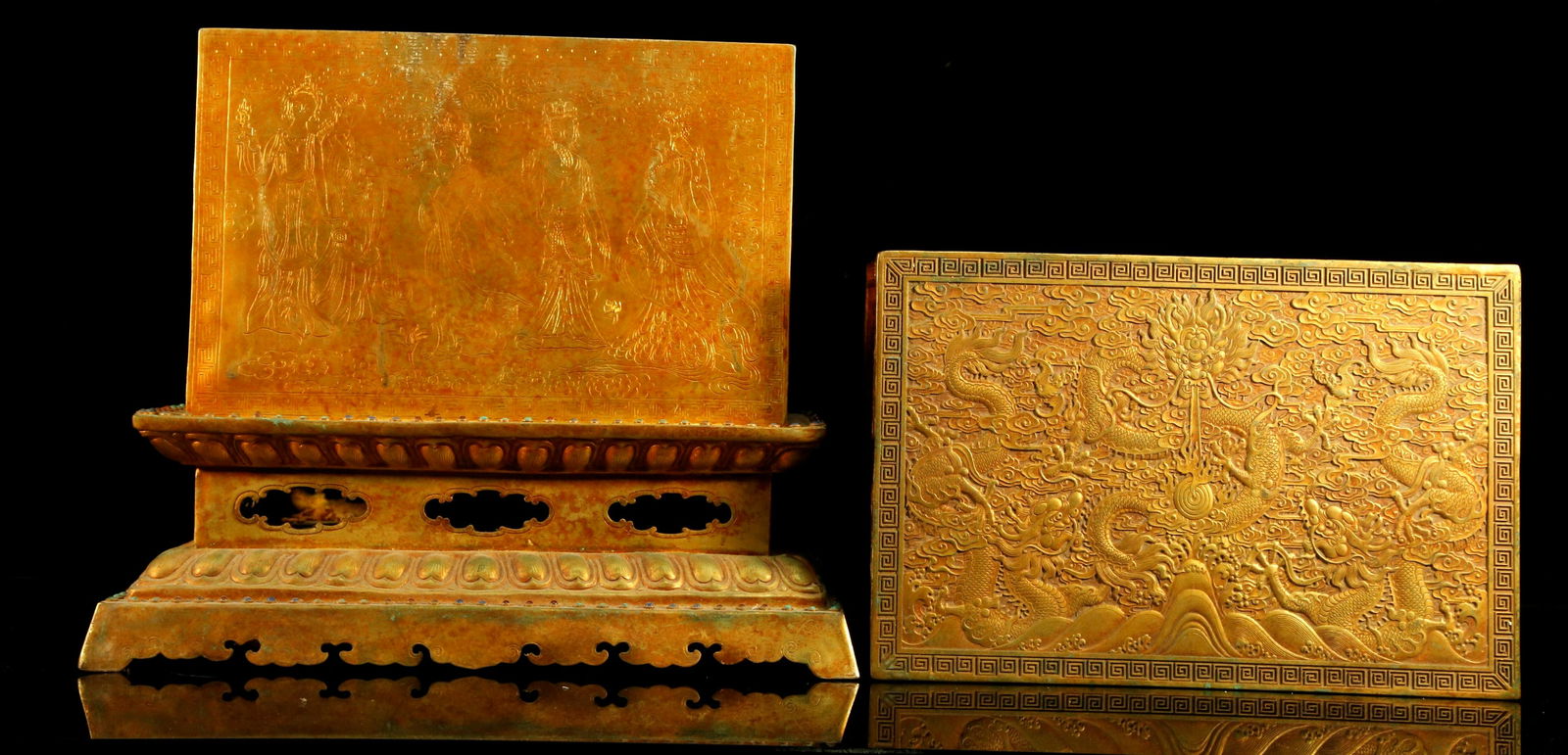 An Impressive Gilt Bronze Taotie pattern Box Inside Two - 5