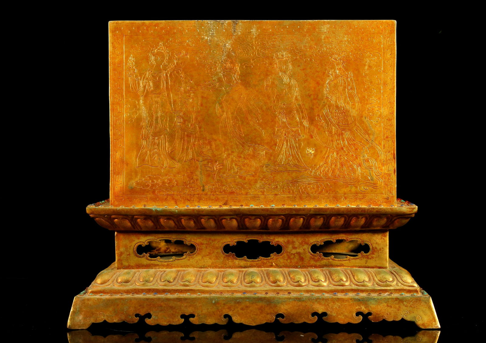 An Impressive Gilt Bronze Taotie pattern Box Inside Two - 6
