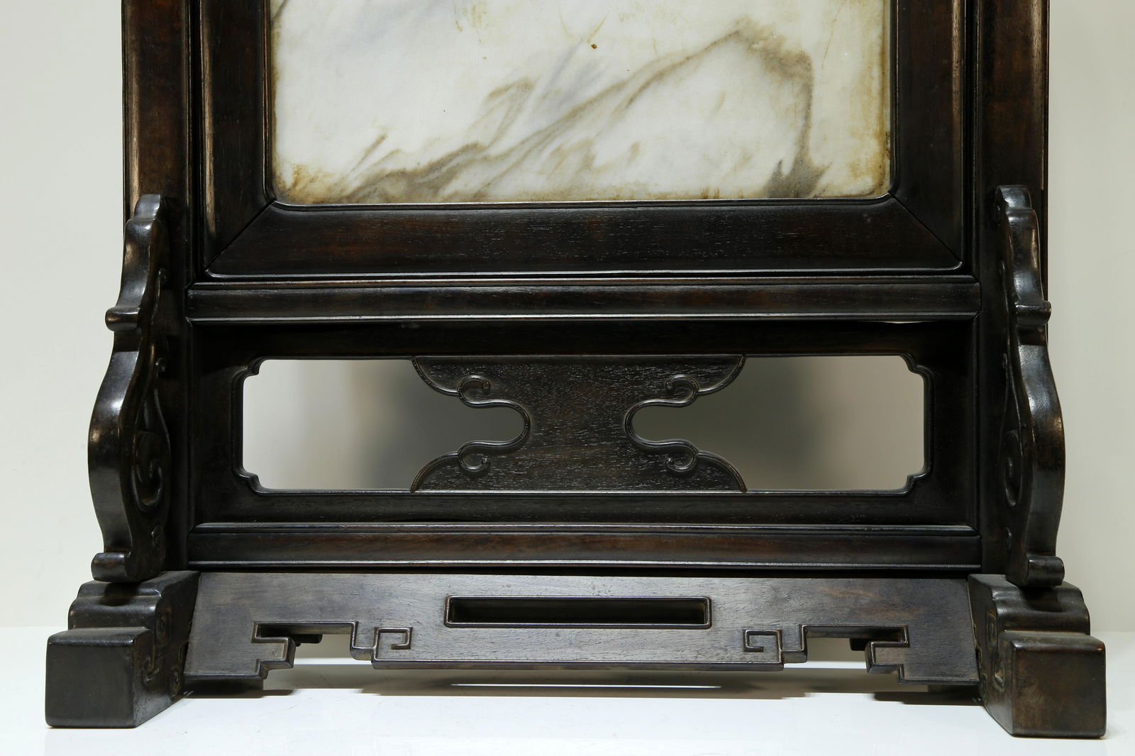 A Fine Sandalwood Frame Marble Screen - 10