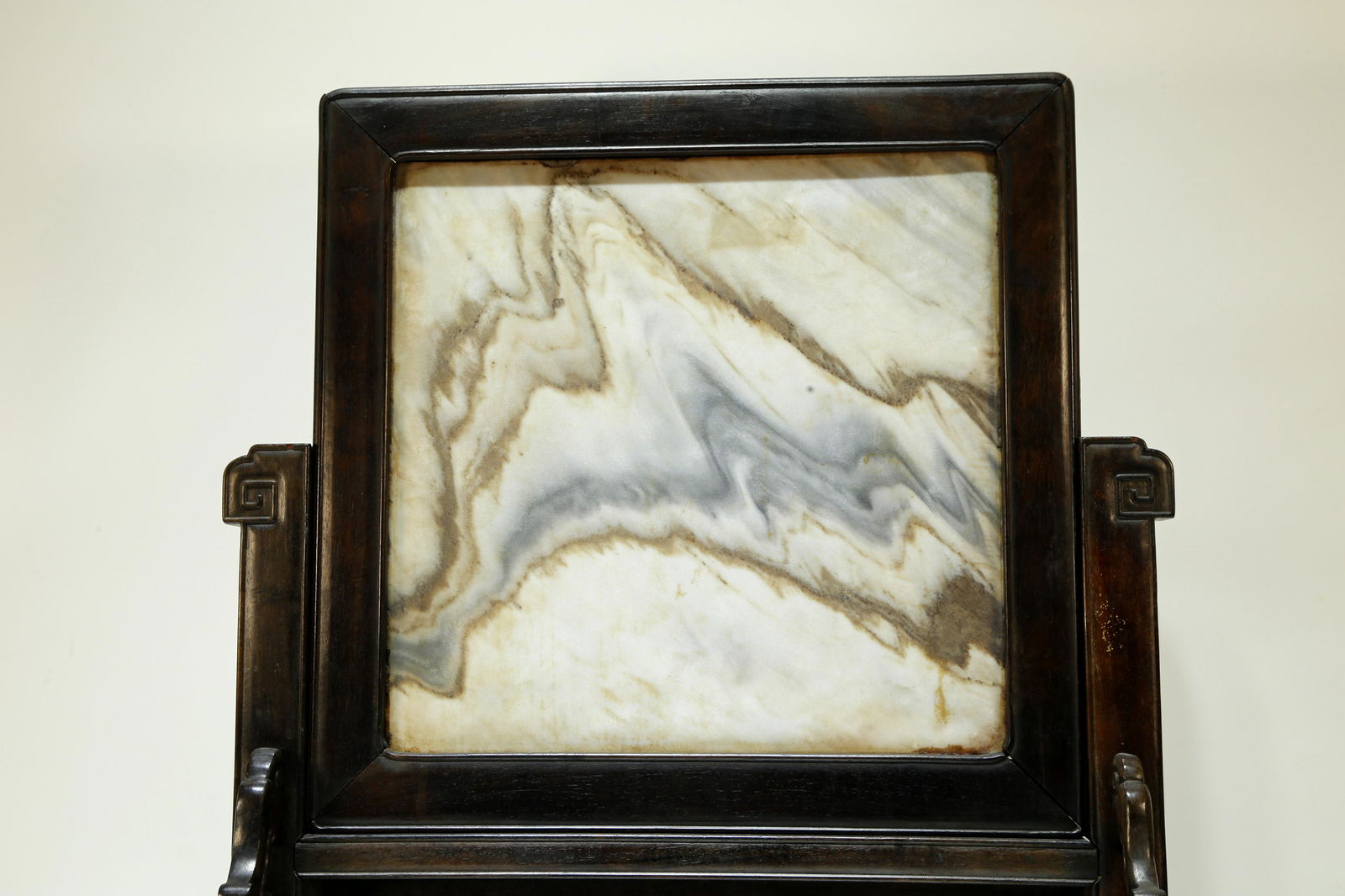 A Fine Sandalwood Frame Marble Screen - 2