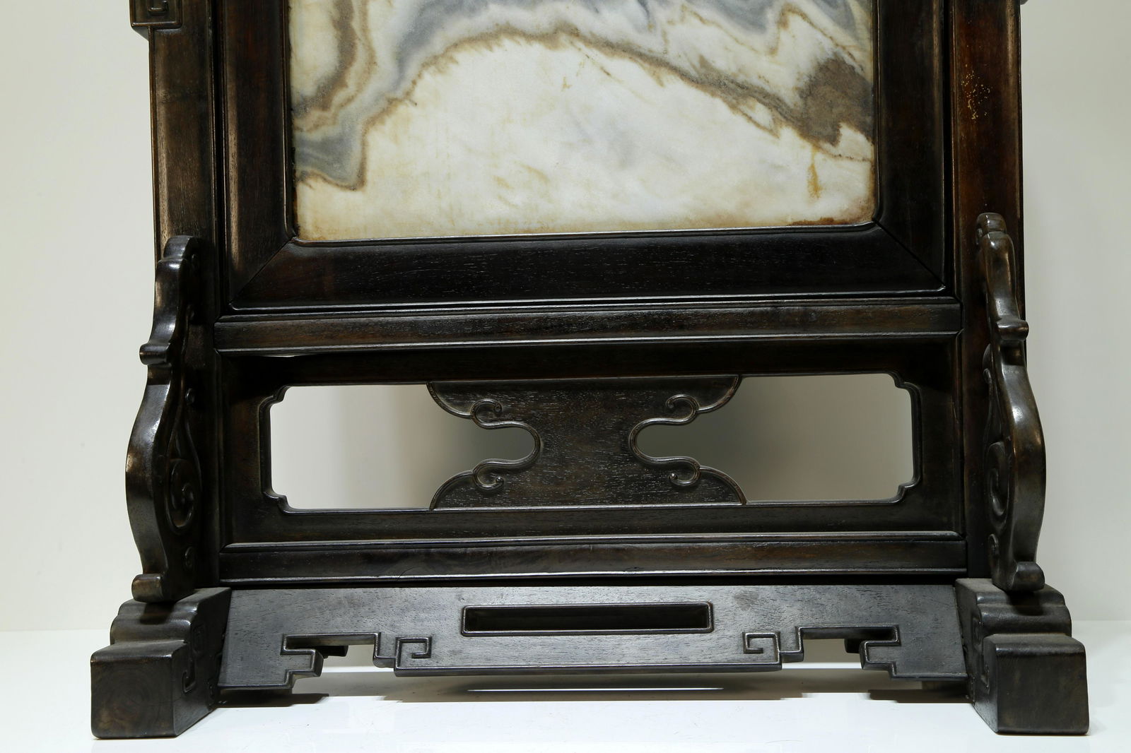 A Fine Sandalwood Frame Marble Screen - 3