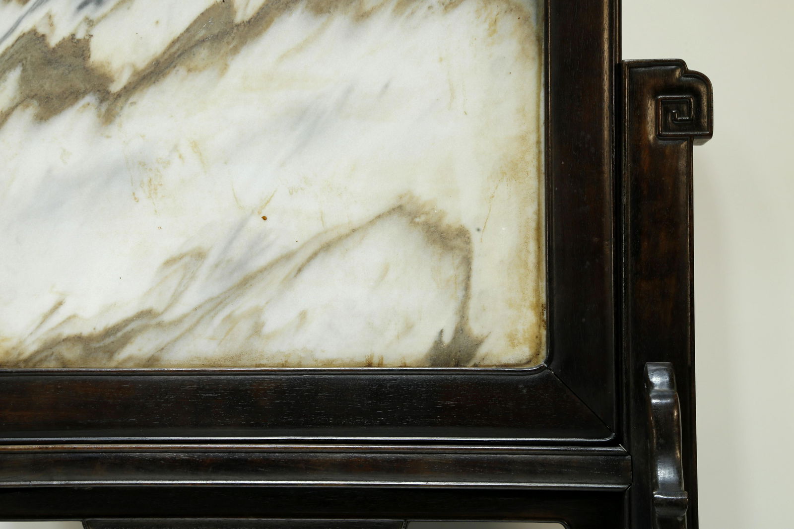 A Fine Sandalwood Frame Marble Screen - 8