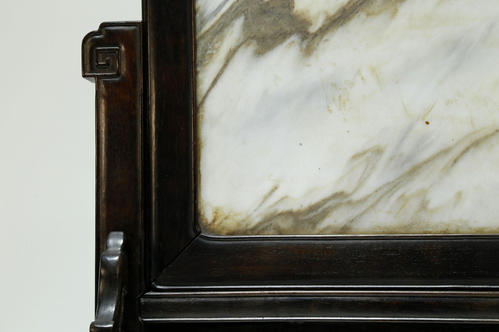 A Fine Sandalwood Frame Marble Screen - 9