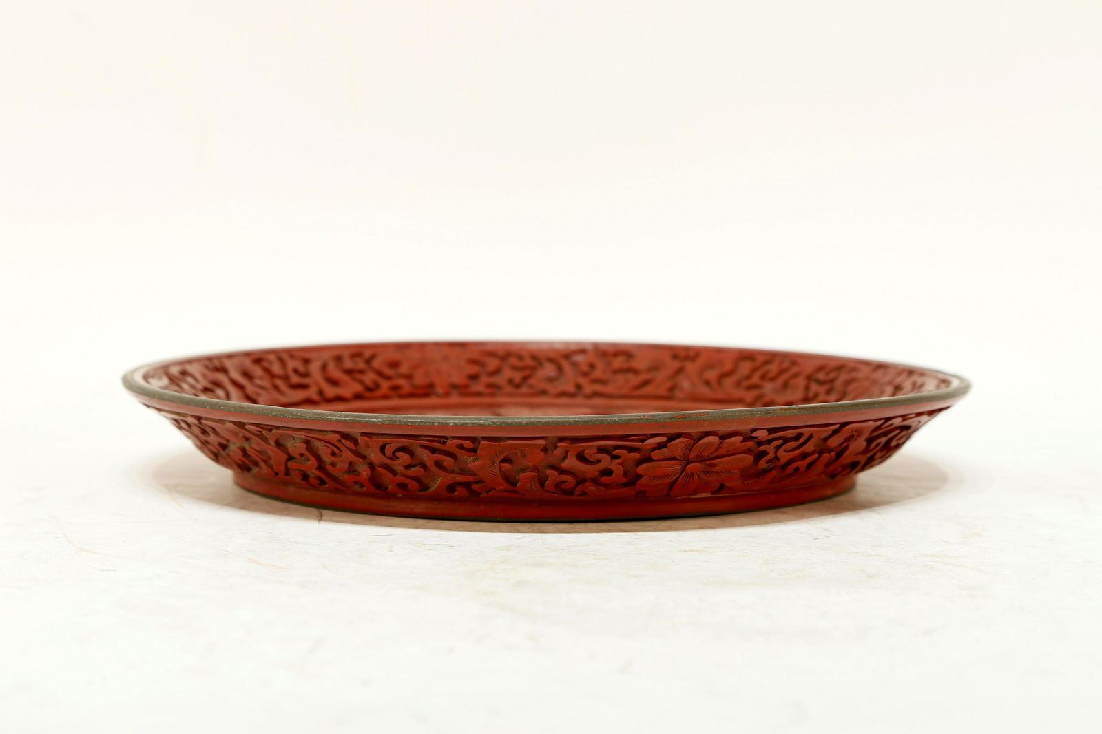 A Finely flower pattern red laquar plate - 5