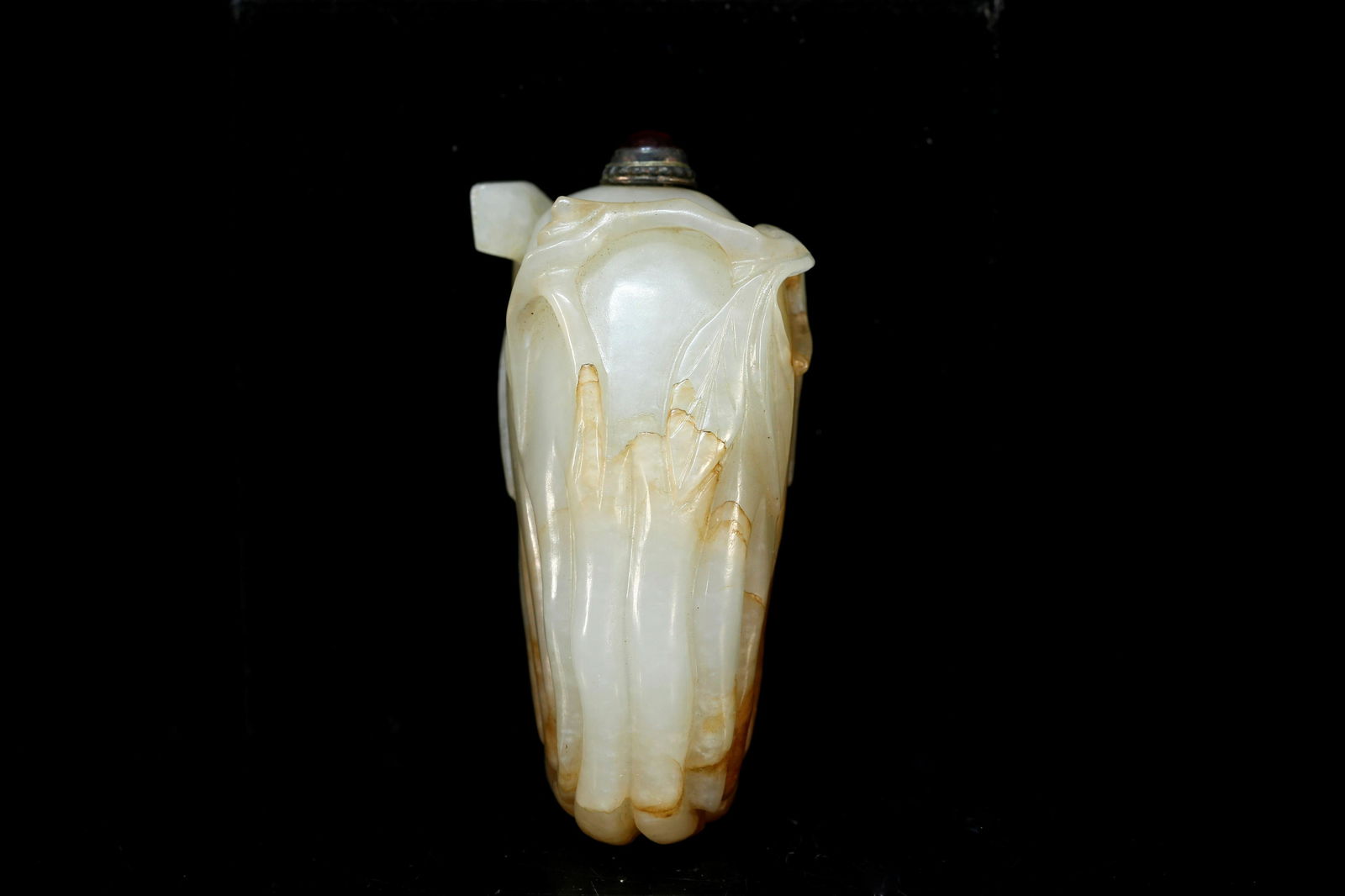 A Superbly citron shape white jade snuff bottle - 2
