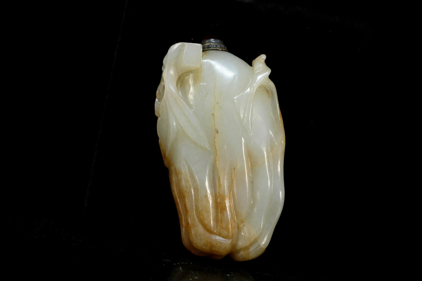A Superbly citron shape white jade snuff bottle - 3