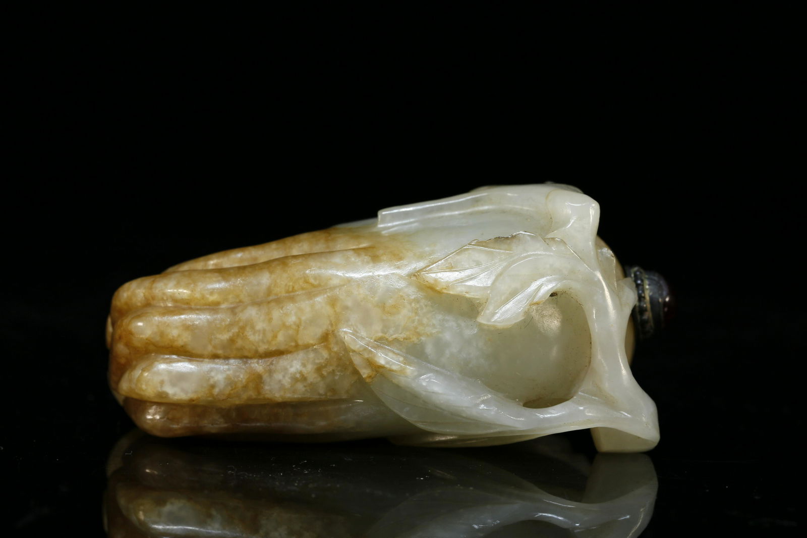 A Superbly citron shape white jade snuff bottle - 7