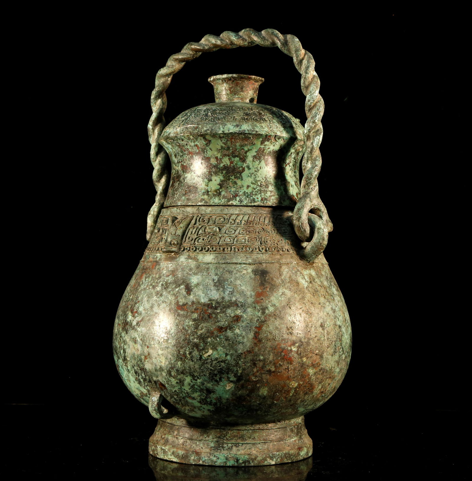 An Impressive Bronze Capped Wine Pot. - 4