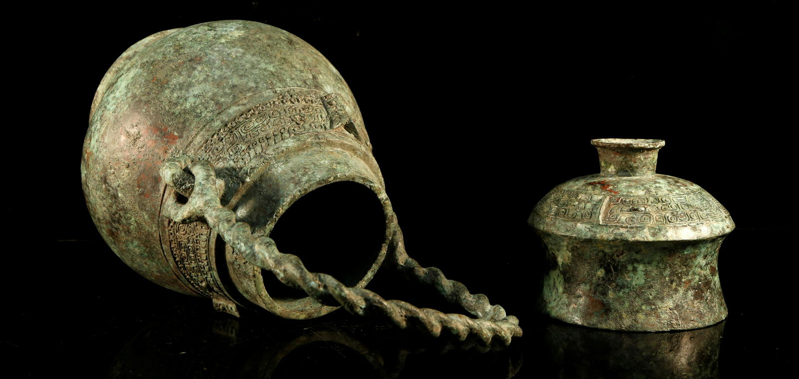 An Impressive Bronze Capped Wine Pot. - 8