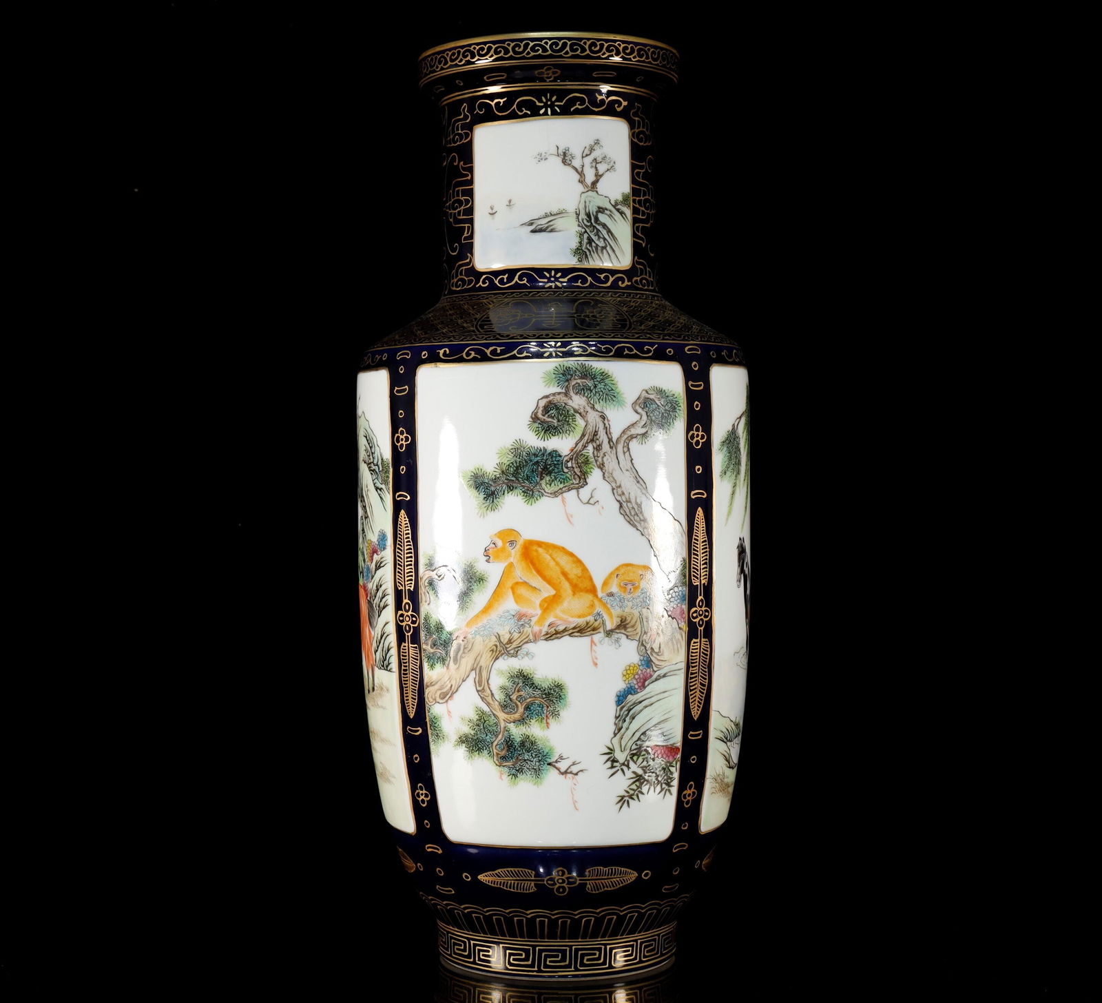 A Superb Baltic-Blue Animals Vase - 5