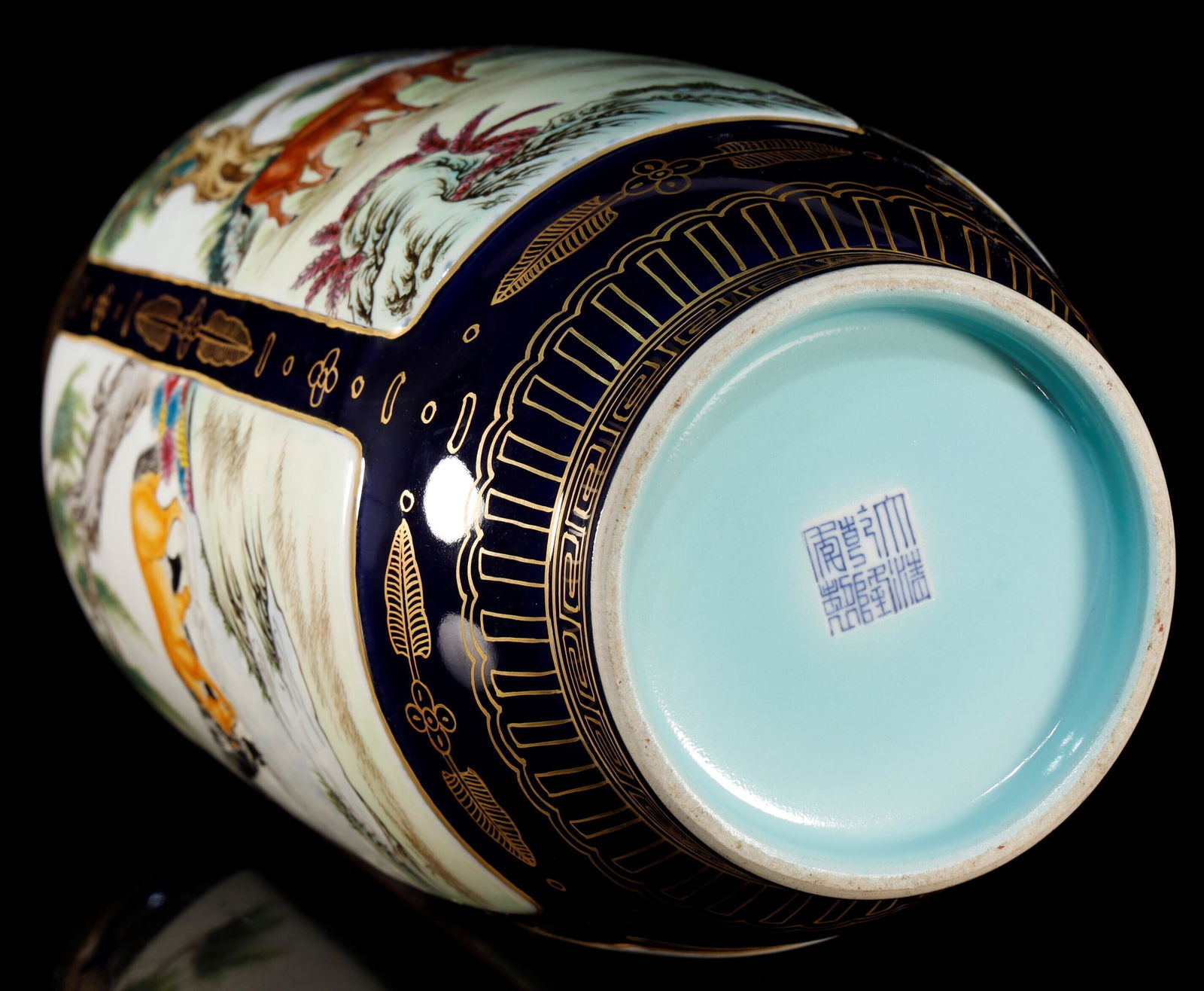 A Superb Baltic-Blue Animals Vase - 9