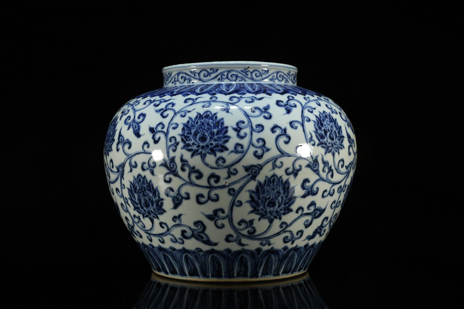 A Blue and White Interlocking Lotus Large Jar - 5