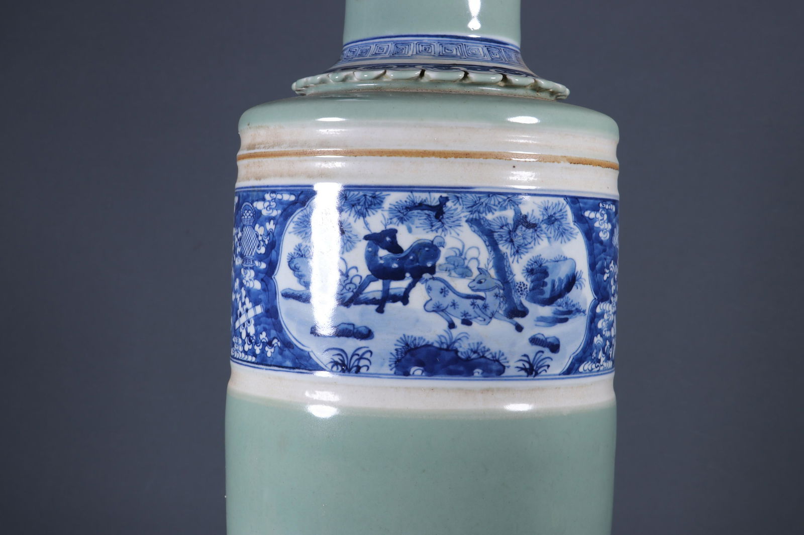 A Light-Blue Glazed Figure Mallet Vase - 8