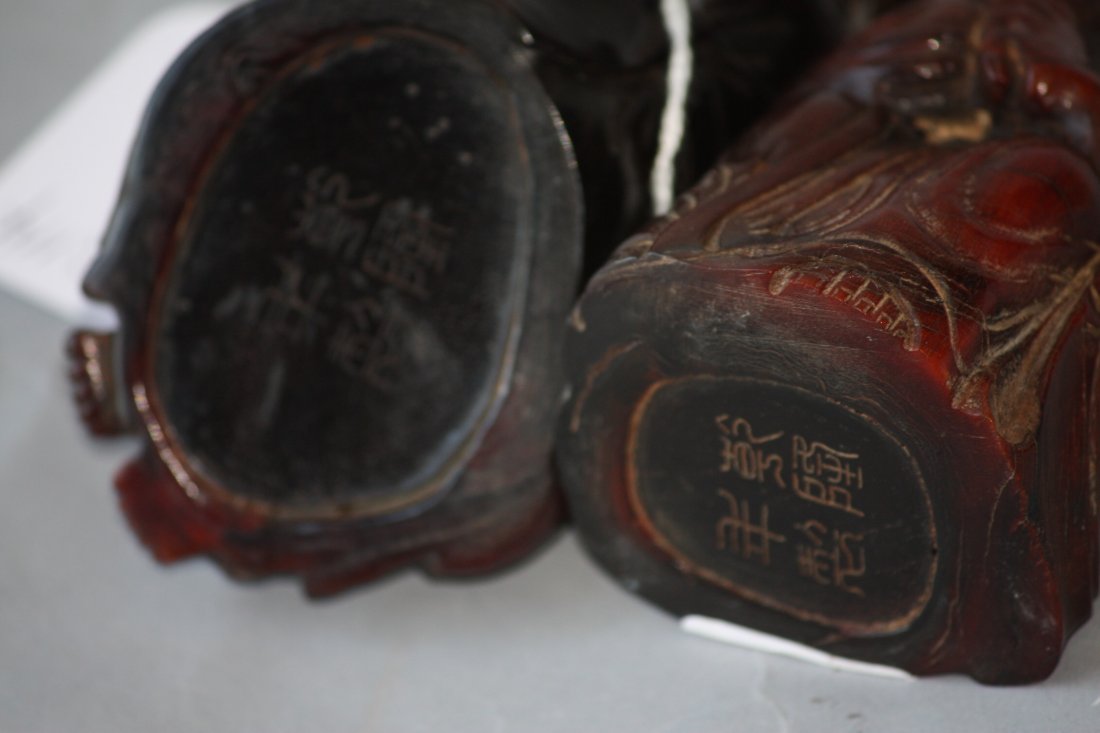 Two Chinese Carved Horn Libation Cups: Two Chinese Carved Horn Libation Cups, Measures 3 3/4 inches Diameter