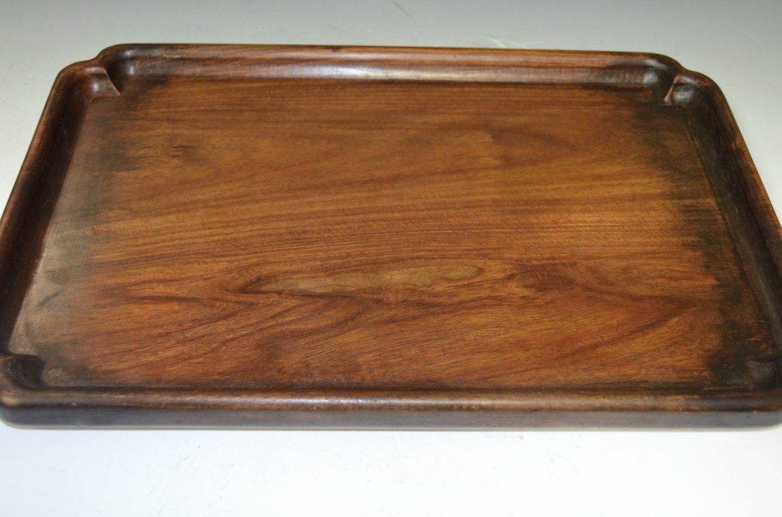 Chinese Carved Hardwood/Huanghuali Tray: Chinese Carved Hardwood/Huanghuali Tray, Size: 15 1/2 Inches by 10 1/2 Inches by 1 1/2 Inches