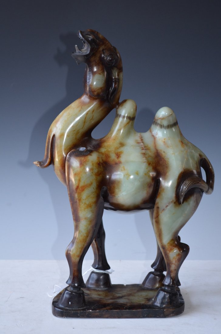 Carved Soapstone Model of a Bactrian Camel: Carved Soapstone Model of a Bactrian Camel. H: 13 Inches