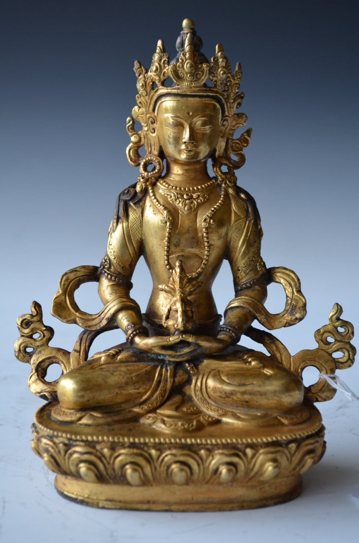 Chinese Bronze Model of A Seated Buddha: Chinese Bronze Model Of A Seated Buddha H:8 Inches