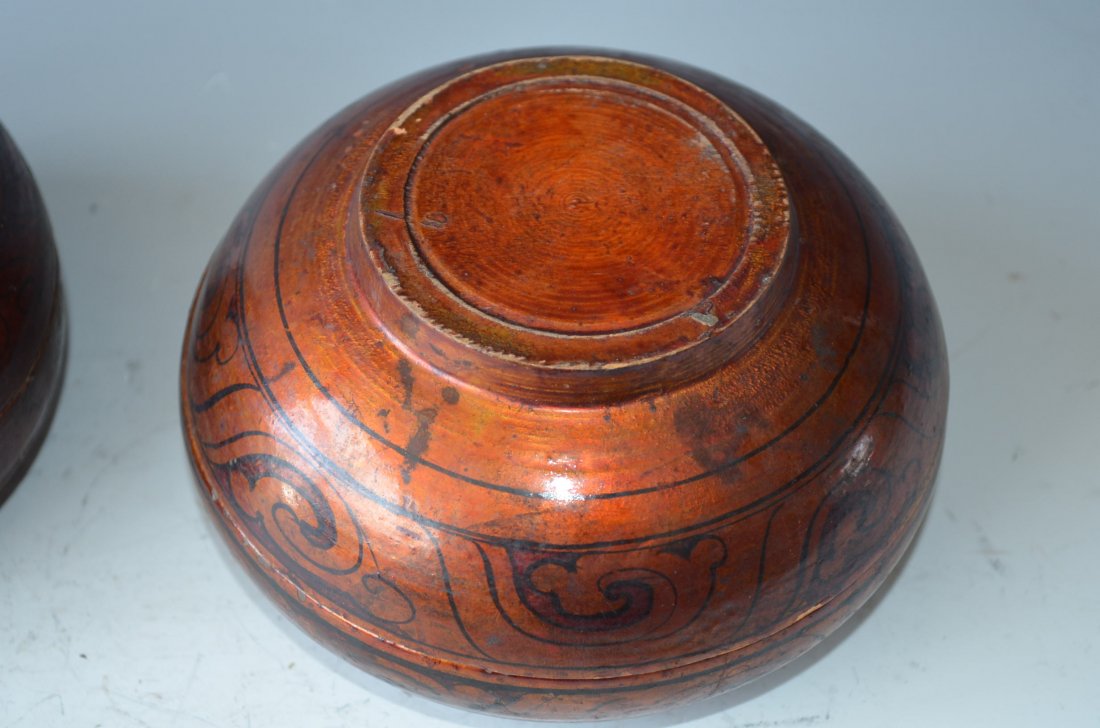 Chinese Lacquer Round Plates Two Pieces - 5