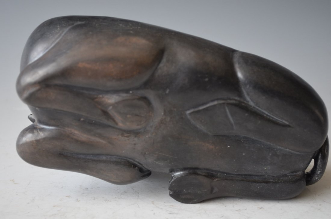 A Chinese Carved Black Ink Jade Water Buffalo - 5