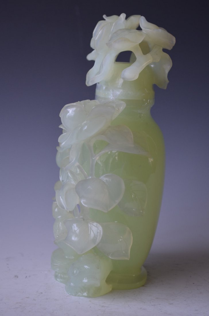 Chinese Carved Serpentine Vase - 5