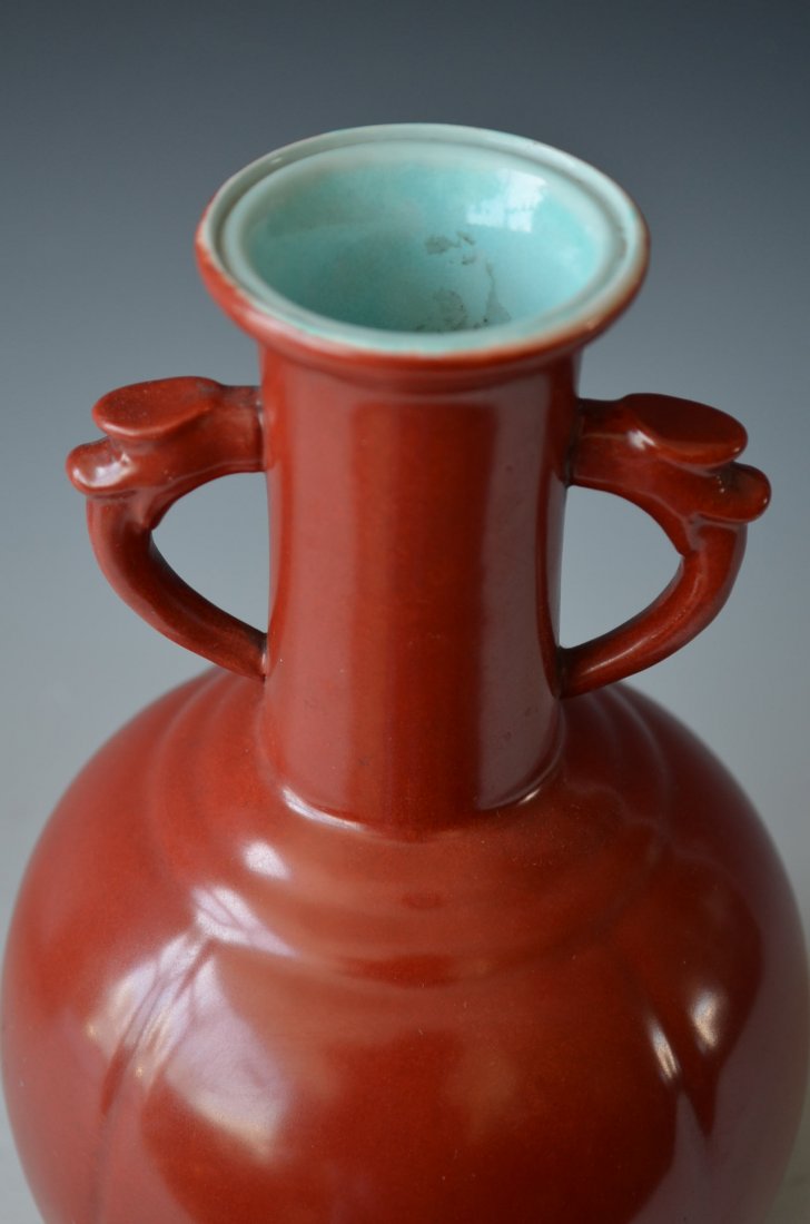 Chinese Red Glazed Porcelain Vase - 2