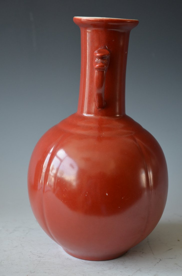 Chinese Red Glazed Porcelain Vase - 3