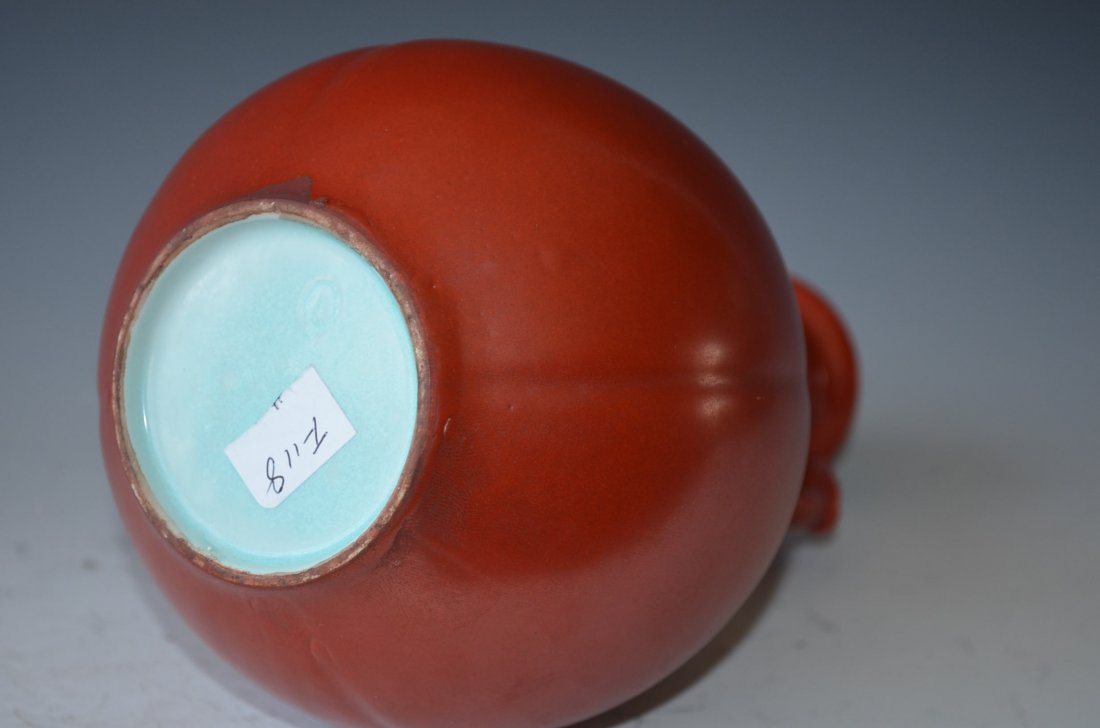 Chinese Red Glazed Porcelain Vase - 4