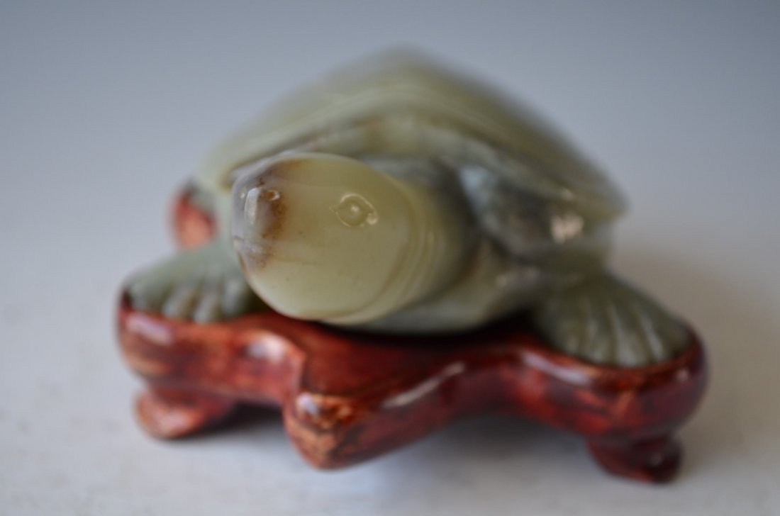 Chinese Carved Celedon Jade Turtle - 3