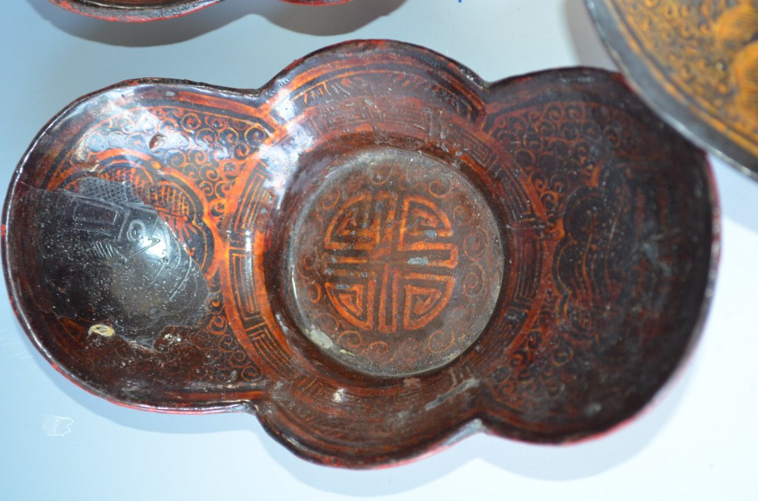 Chinese Lacquer Plates Six Pieces - 3