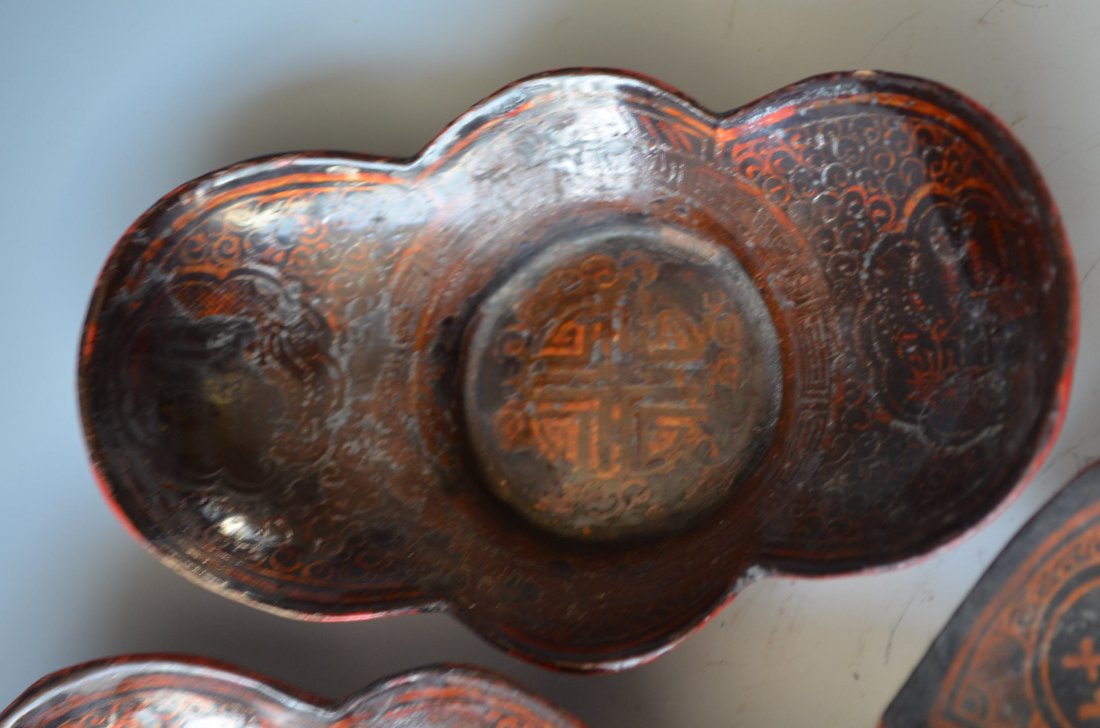 Chinese Lacquer Plates Six Pieces - 5