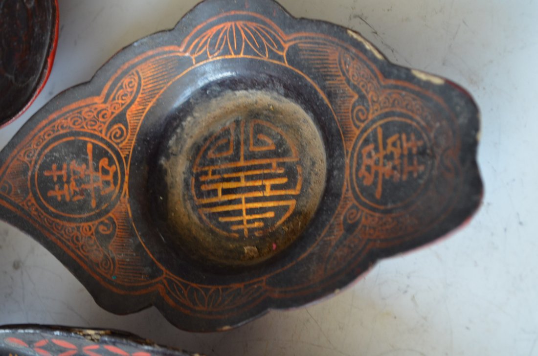 Chinese Lacquer Plates Six Pieces - 6