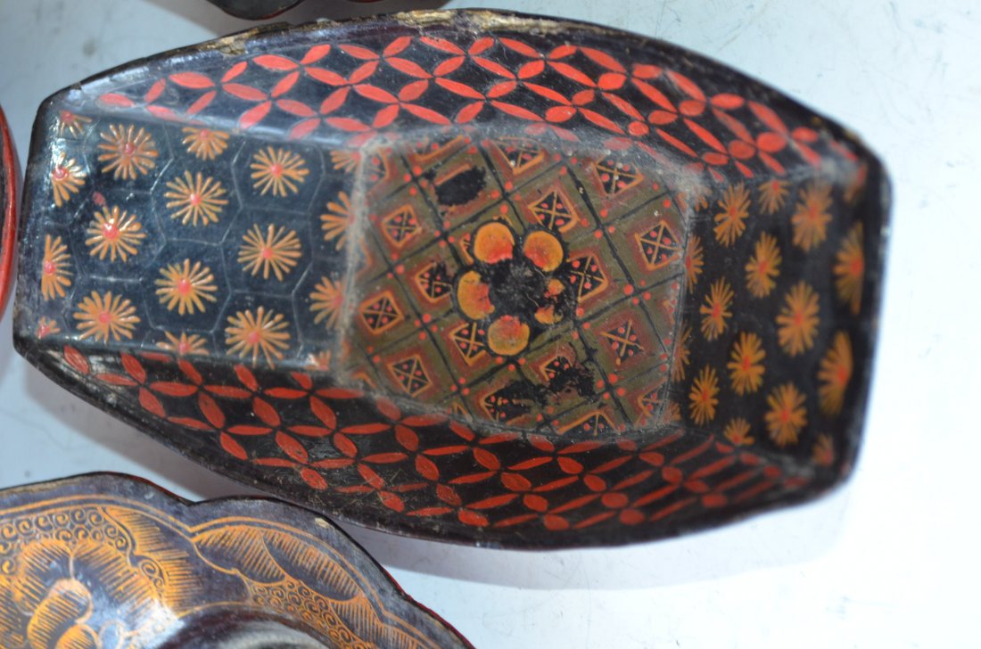 Chinese Lacquer Plates Six Pieces - 7