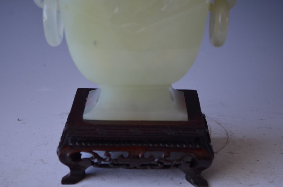 Chinese Carved Serpentine Lidded Vase - 4