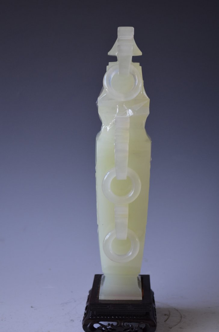 Chinese Carved Serpentine Lidded Vase - 5