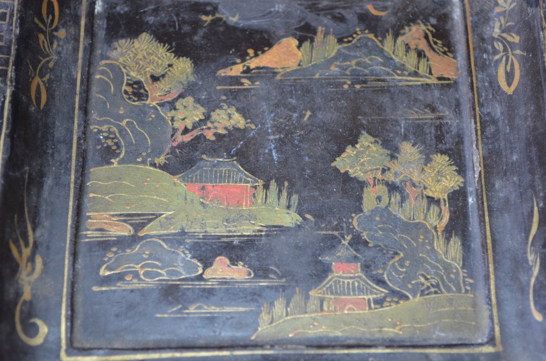 Chinese Square Lacquer Plates Two Pieces - 3