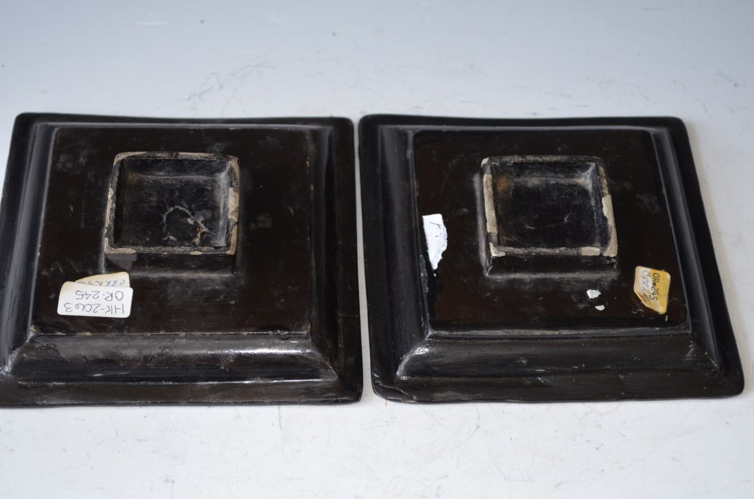 Chinese Square Lacquer Plates Two Pieces - 4