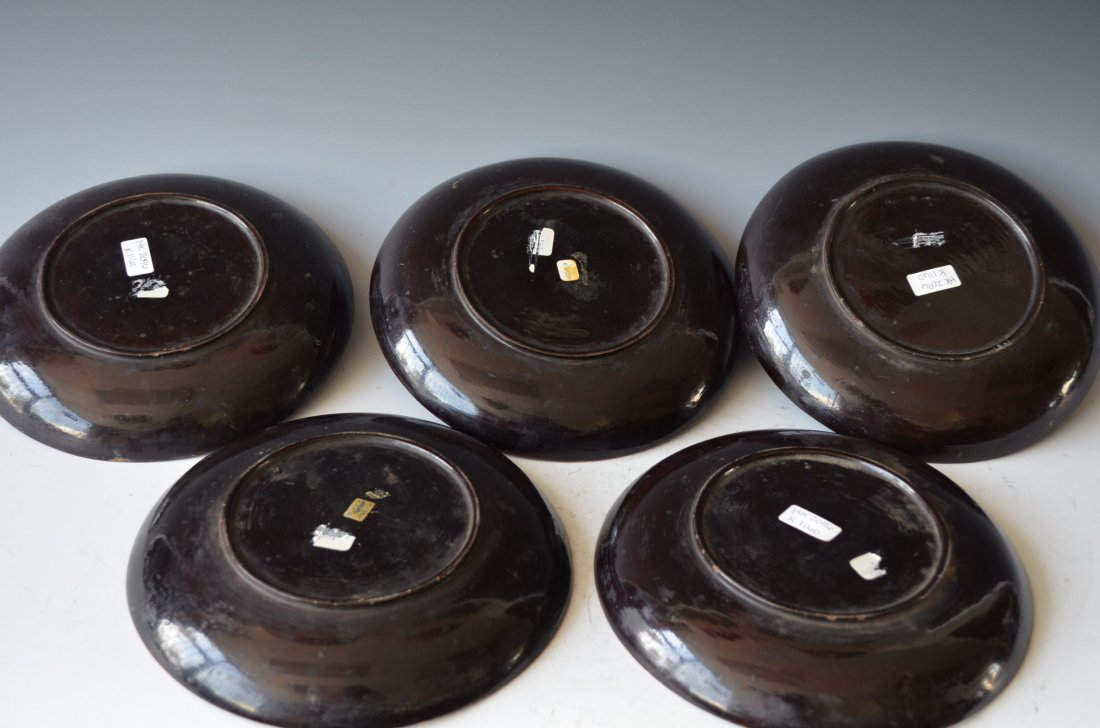 Chinese Lacquer Plates Five Pieces - 7